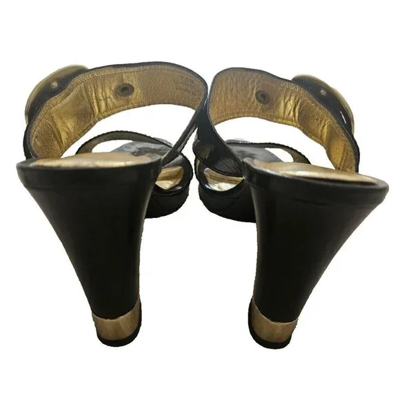 Coach Giada Black Patent Leather Slip On Sandals Size 7.5M - Picture 4 of 8